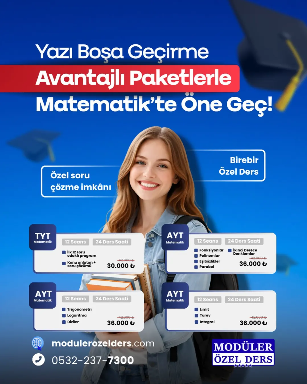 Modüler Özel Ders — TYT ve AYT matematik ders paketlerini anlatan post