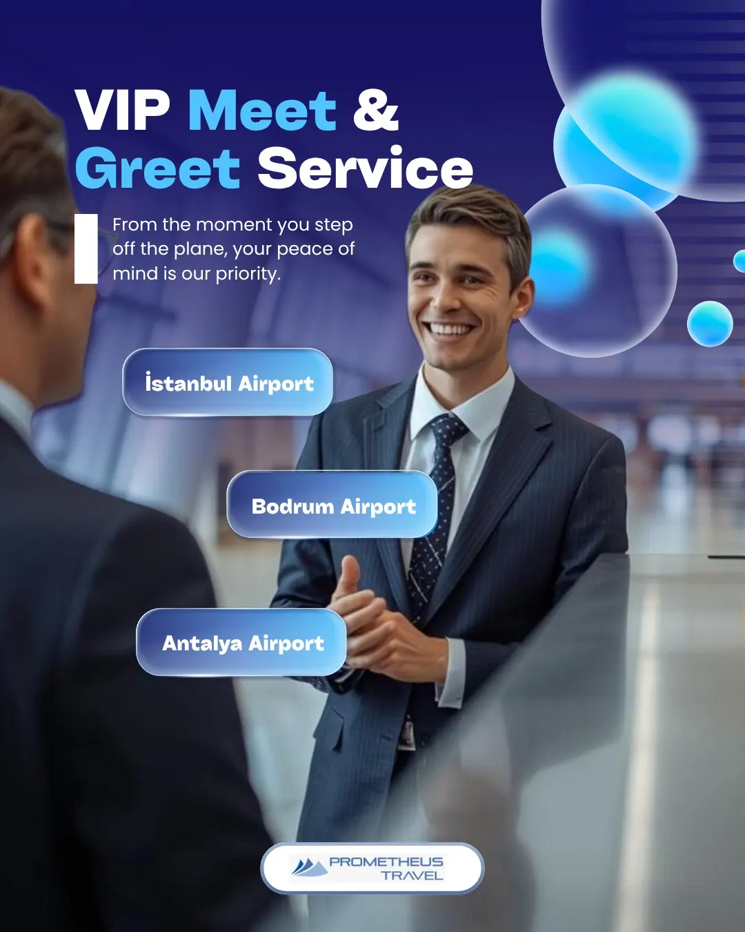 Prometheus Travel — Havalimanı VIP karşılama hizmetini anlatan post
