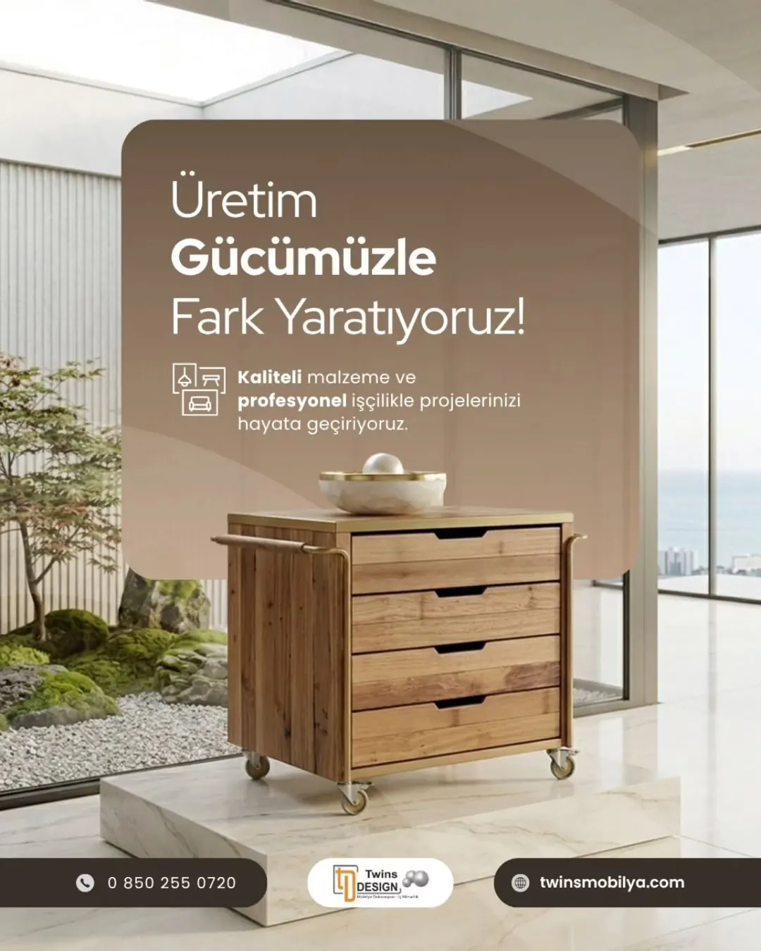 Twins Design — Mobilya üretim kalitesini anlatan kurumsal post